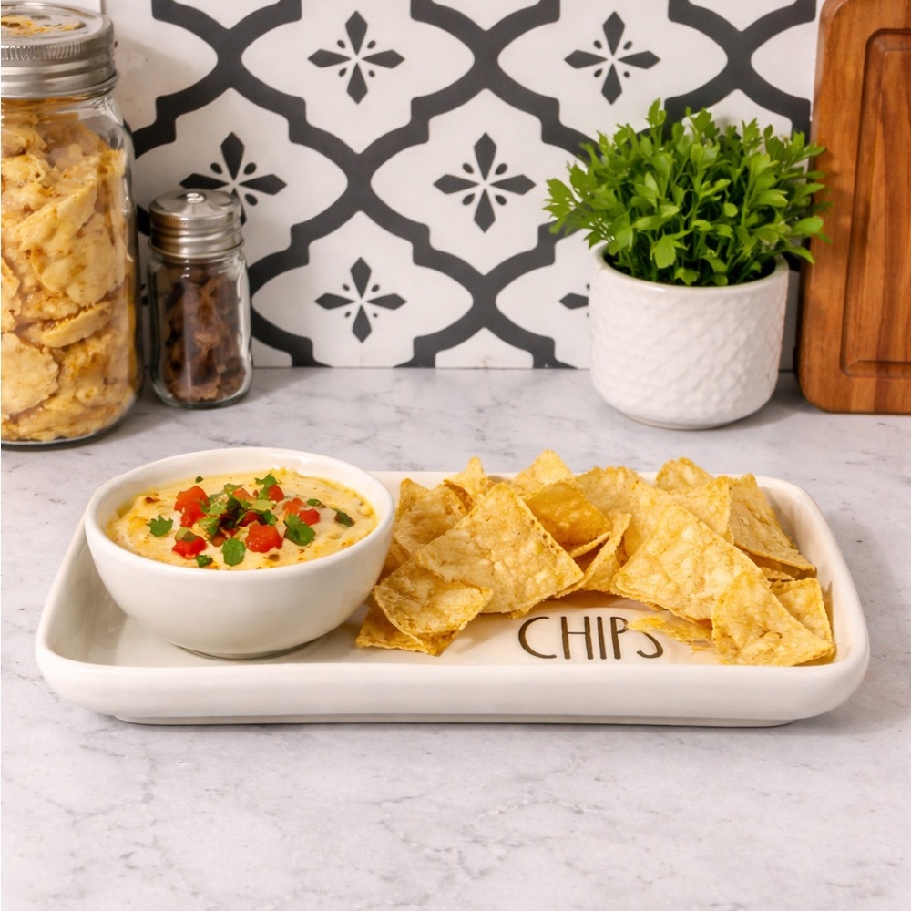 Rae Dunn CHIPS & QUESO Snack Tray